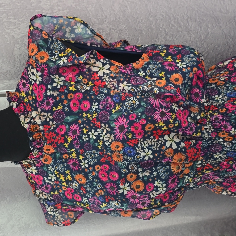 Saks Fifth Avenue Floral Flutter Sleeve Midi Dress, Size Medium, NWT - Picture 7 of 9